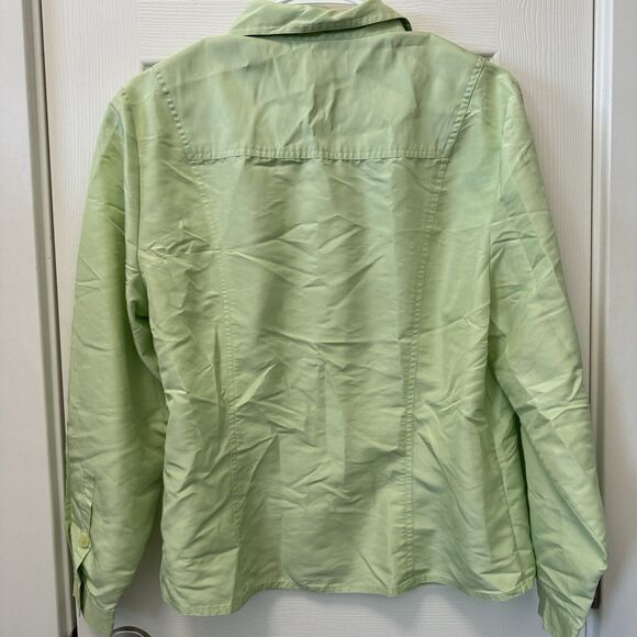 Studio 121 Silk Blend Lime Green Button Down Silk Size Large Minimalist Academia - Picture 5 of 5